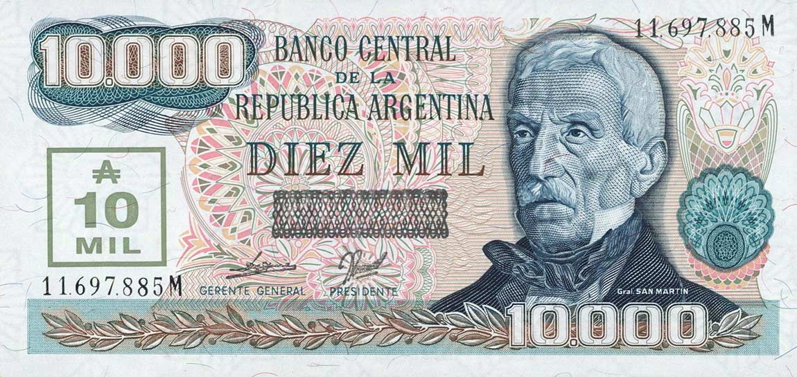 Front of Argentina p331: 10000 Austral from 1989
