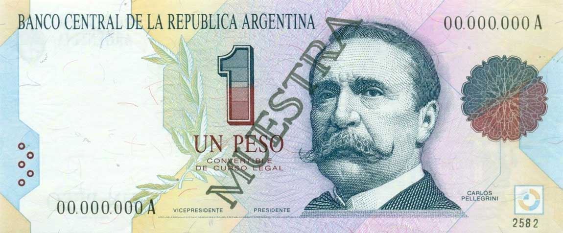 Front of Argentina p339s: 1 Peso from 1992