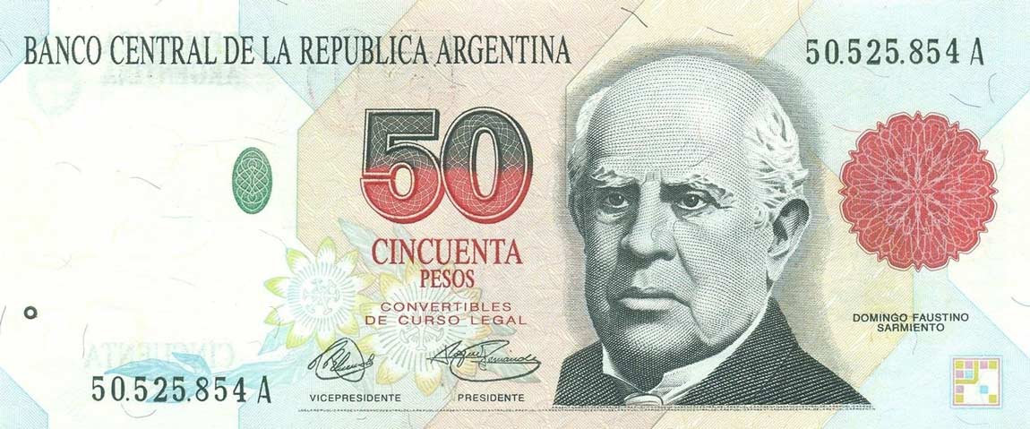 Front of Argentina p344a: 50 Pesos from 1992
