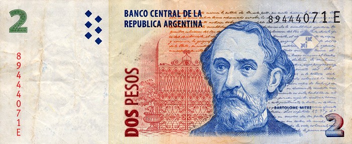 Front of Argentina p352: 2 Pesos from 2002