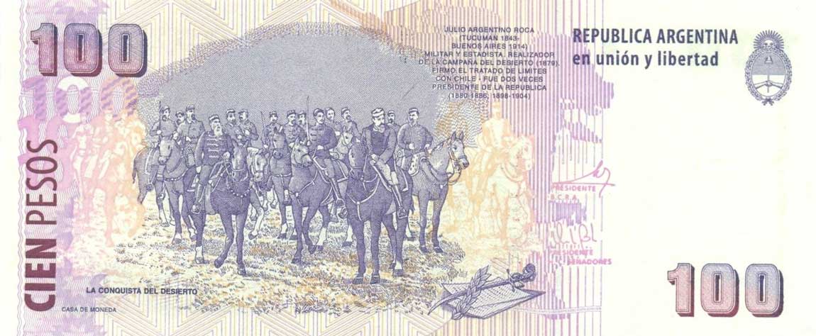 Back of Argentina p357b: 100 Pesos from 2003