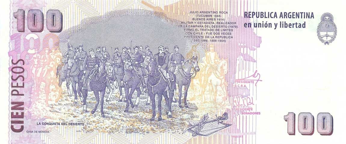 Back of Argentina p357c: 100 Pesos from 2003