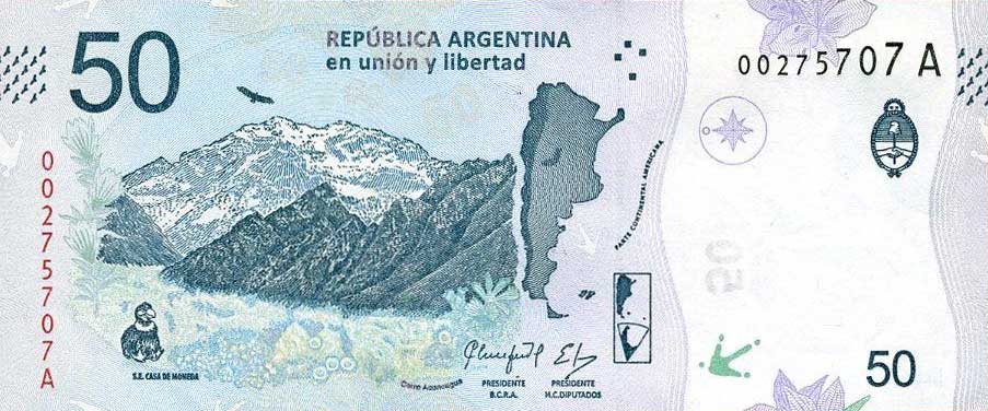 Back of Argentina p363: 50 Pesos from 2018