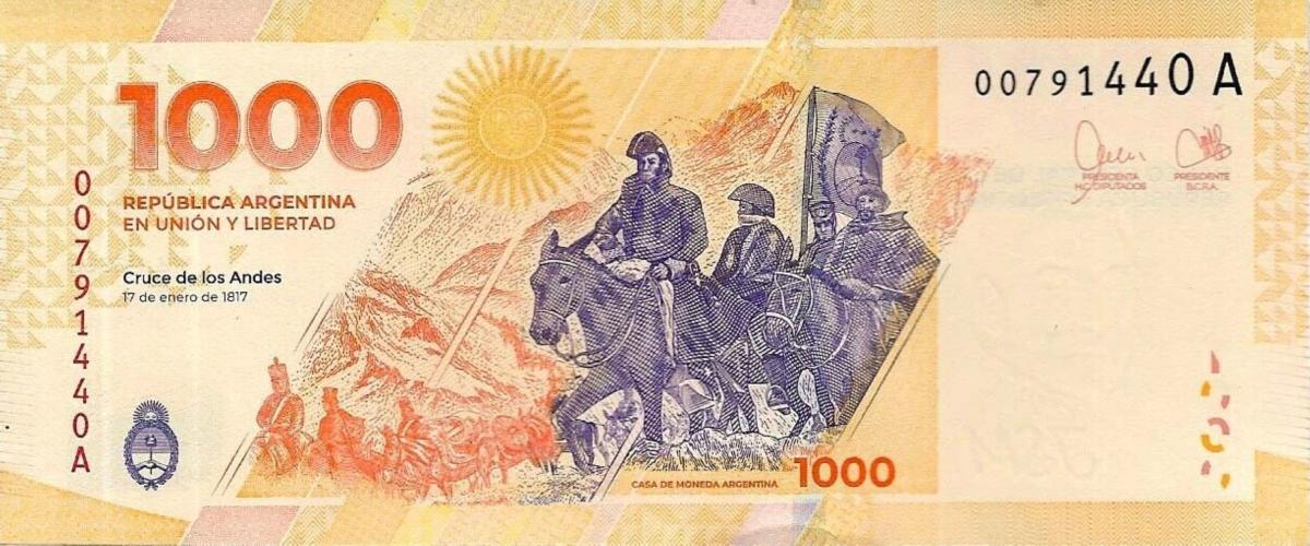 Back of Argentina p367: 1000 Pesos from 2023