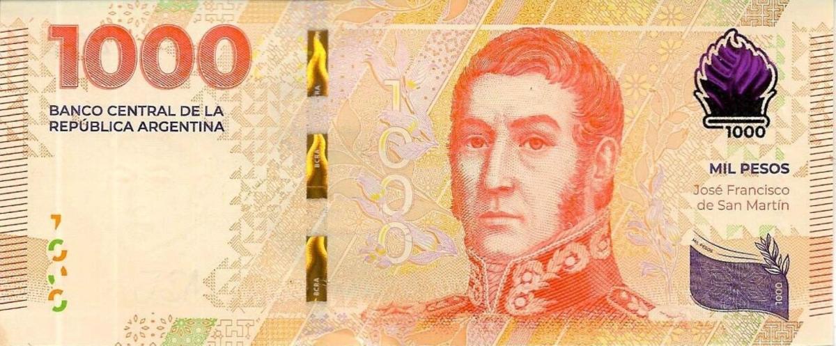 Front of Argentina p367: 1000 Pesos from 2023