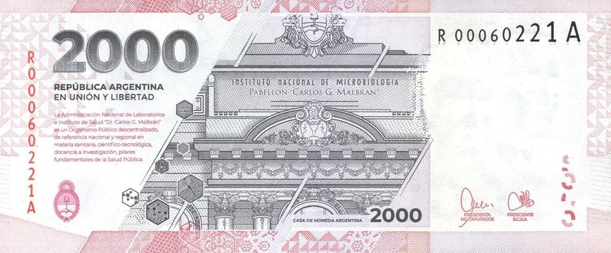 Back of Argentina p368: 2000 Pesos from 2023