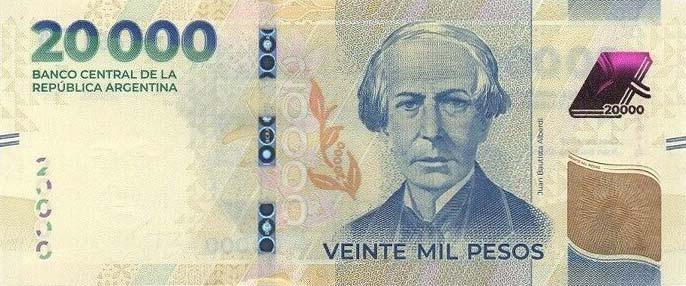 Front of Argentina p370: 20000 Pesos from 2024