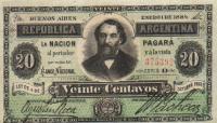 p3 from Argentina: 20 Centavos from 1884