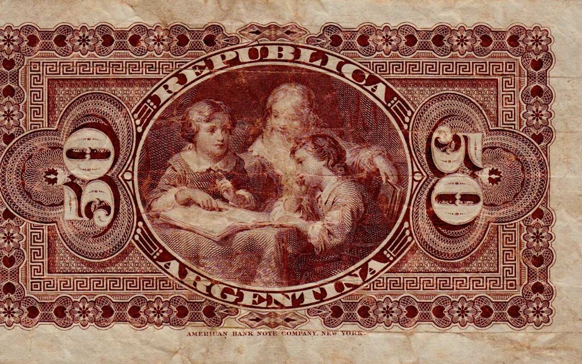 Back of Argentina p8: 50 Centavos from 1884