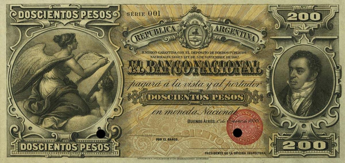 Front of Argentina pS1098s: 200 Pesos from 1888