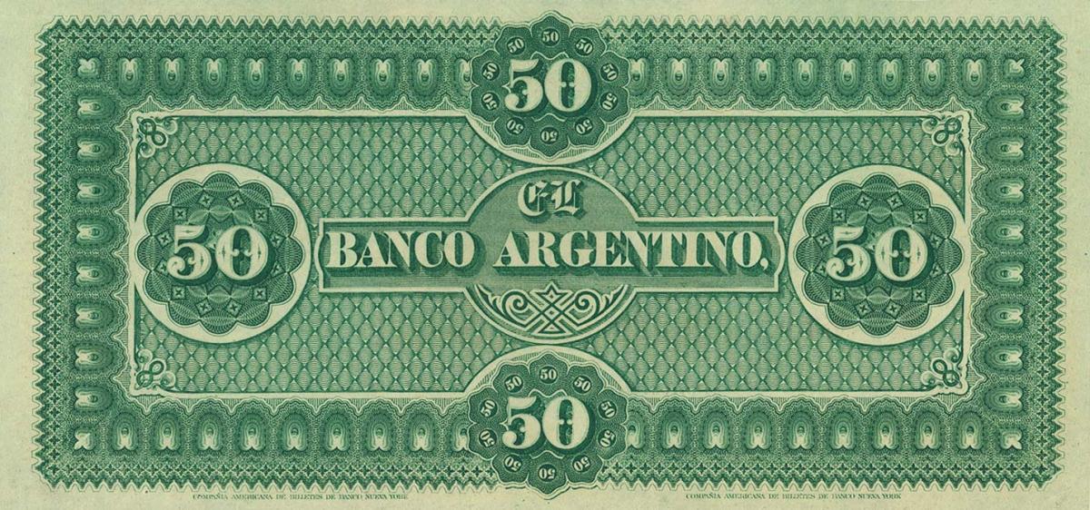 Back of Argentina pS1463r: 50 Peso Plata Boliviana from 1873