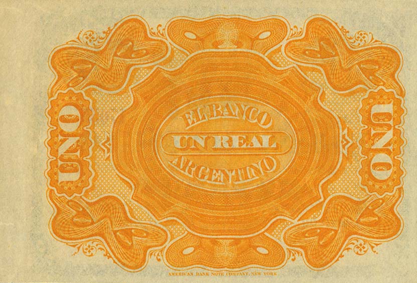 Back of Argentina pS1477r: 1 Real Plata Boliviana from 1870