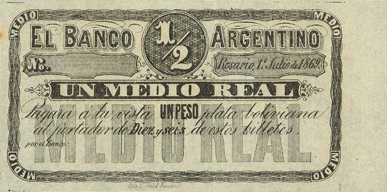 Front of Argentina pS1517: 0.5 Real Plata Boliviana from 1869