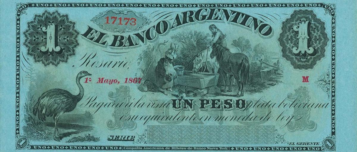 Front of Argentina pS1531r: 1 Peso Fuerte from 1867