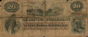 pS1608r from Argentina: 20 Peso Plata Boliviana from 1869