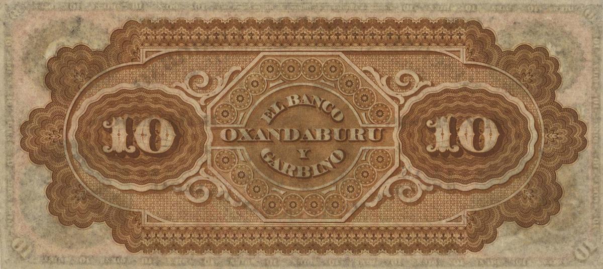 Back of Argentina pS1784r: 10 Pesos Bolivianos from 1869