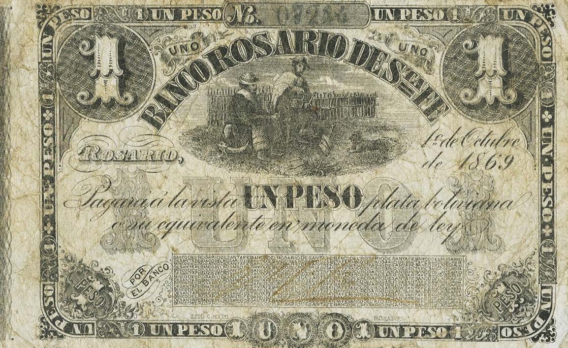 Front of Argentina pS1854b: 1 Peso Plata Boliviana from 1869