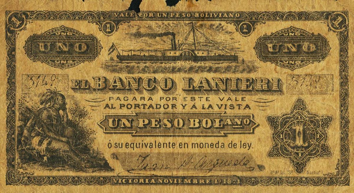 Front of Argentina pS1983A: 4 Pesos Bolivianos from 1871