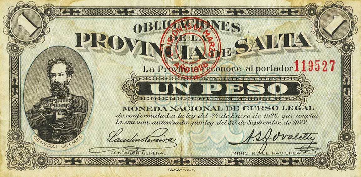 Front of Argentina pS2131: 1 Peso from 1927