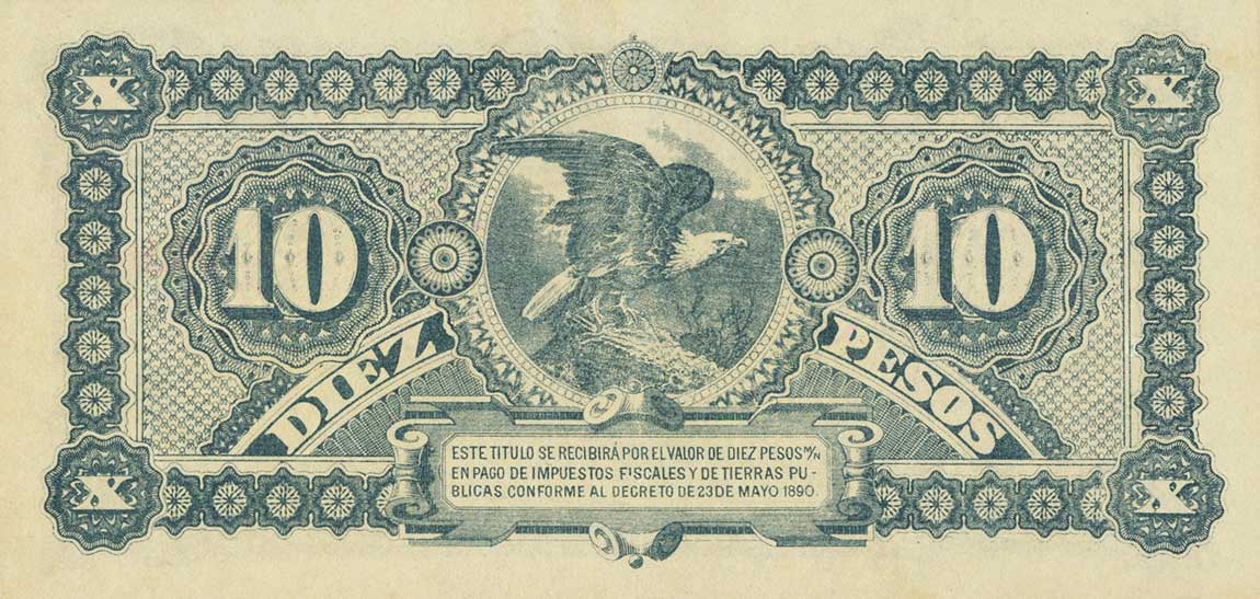 Back of Argentina pS2217: 10 Pesos from 1890