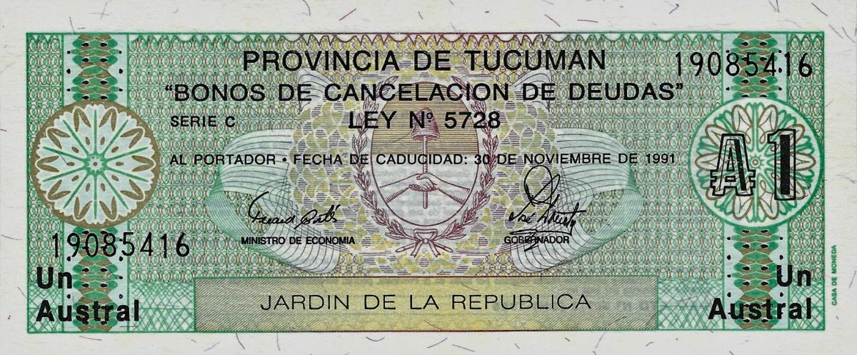 Front of Argentina pS2711b: 1 Austral from 1991