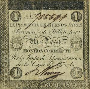 pS403a from Argentina: 1 Peso from 1854