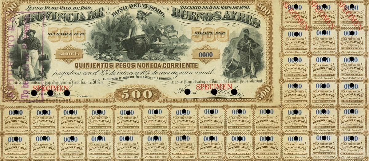 Front of Argentina pS464A: 500 Pesos from 1880