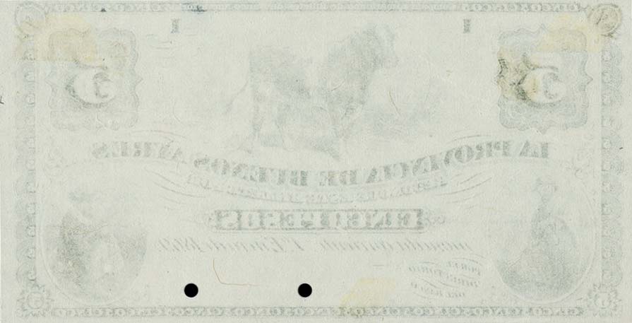 Back of Argentina pS482p: 5 Pesos from 1869