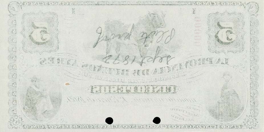 Back of Argentina pS483p: 5 Pesos from 1869