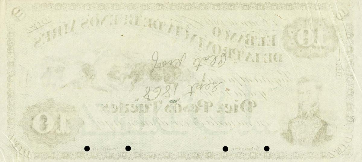 Back of Argentina pS505p: 10  Peso Fuerte from 1869