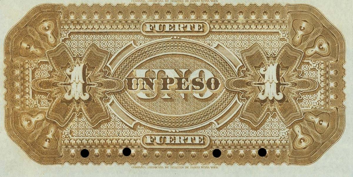 Back of Argentina pS524s: 1 Peso Fuerte from 1871