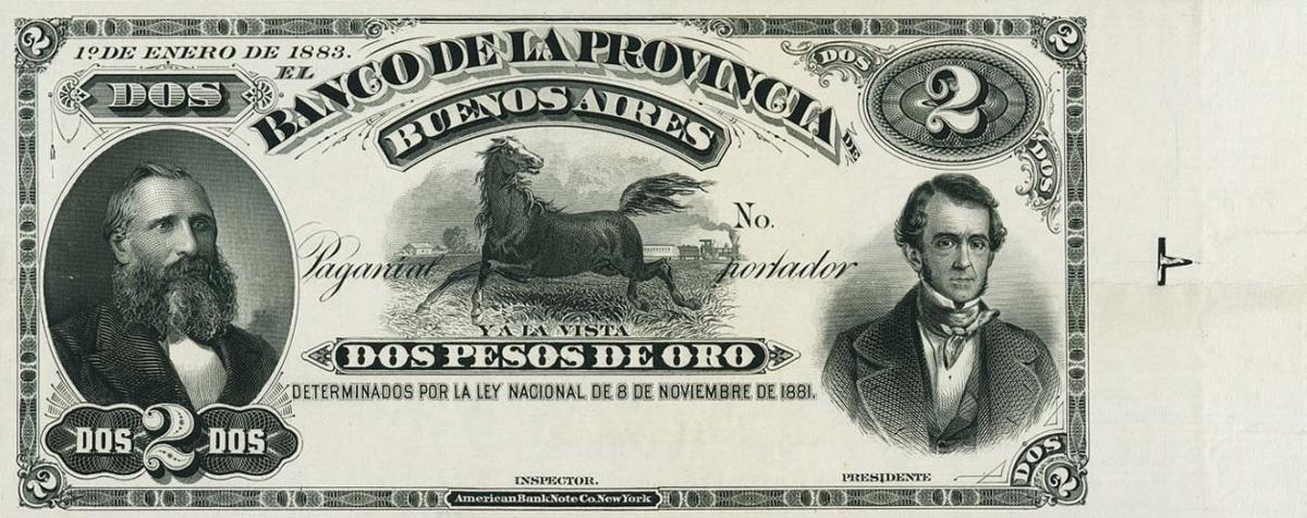 Front of Argentina pS536p: 2 Pesos Oro from 1883