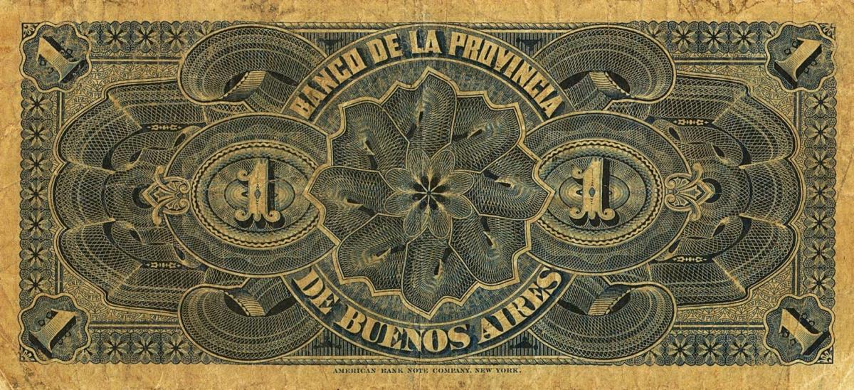 Back of Argentina pS561a: 1 Peso from 1885