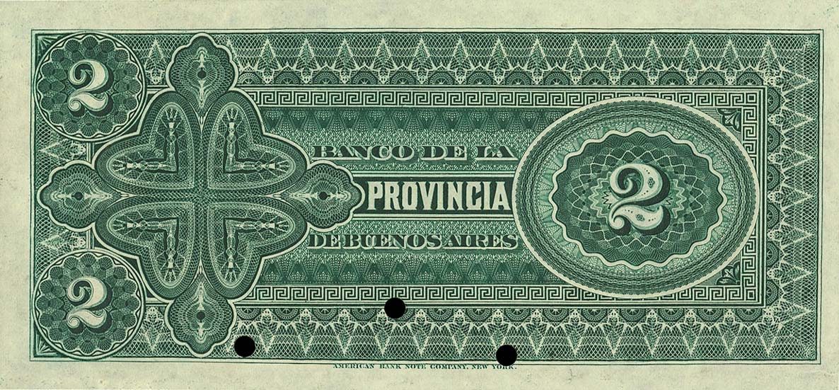 Back of Argentina pS562s: 2 Pesos from 1885