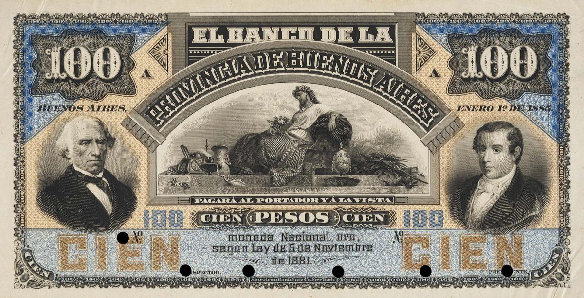 Front of Argentina pS567s: 100 Pesos from 1885