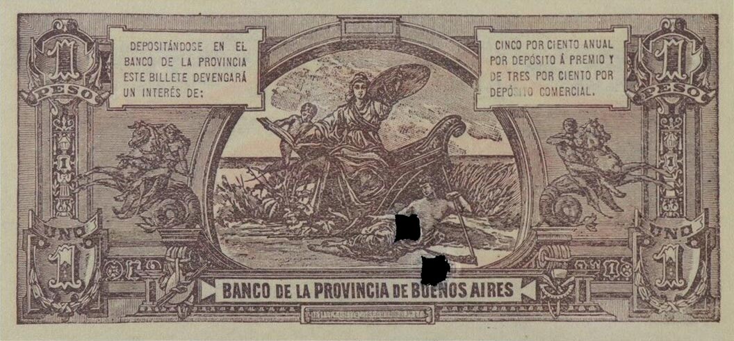 Back of Argentina pS573b: 1 Peso from 1891