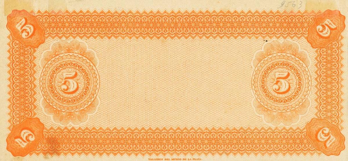 Back of Argentina pS617p: 5 Pesos from 1891