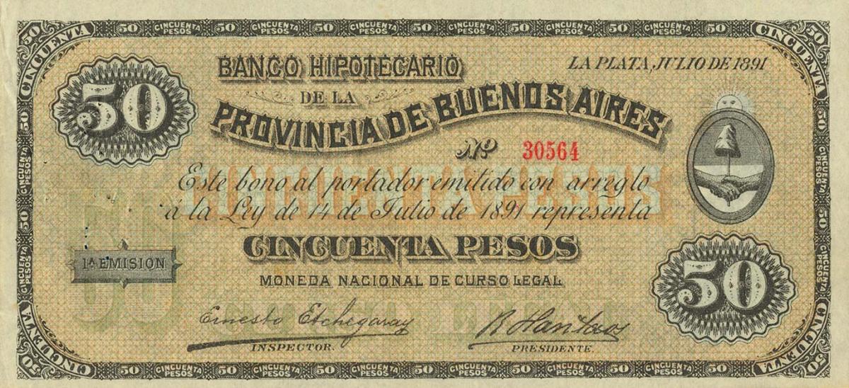 Front of Argentina pS620a: 50 Pesos from 1891