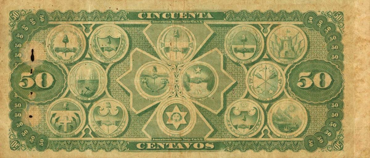 Back of Argentina pS647r: 50 Centavos Fuertes from 1873