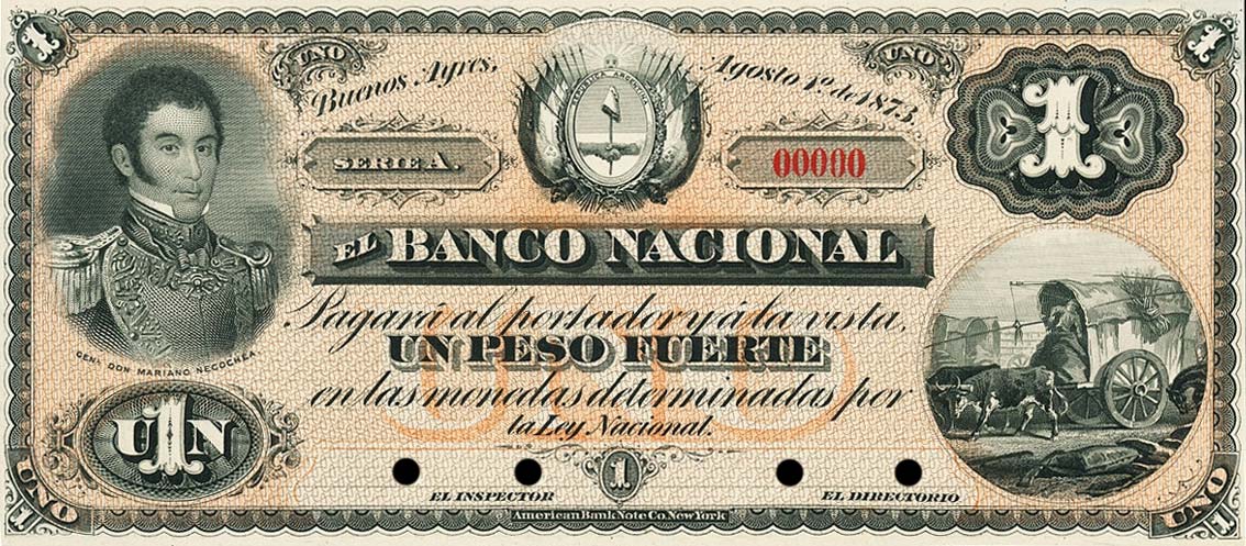 Front of Argentina pS649p: 1 Peso Fuerte from 1873