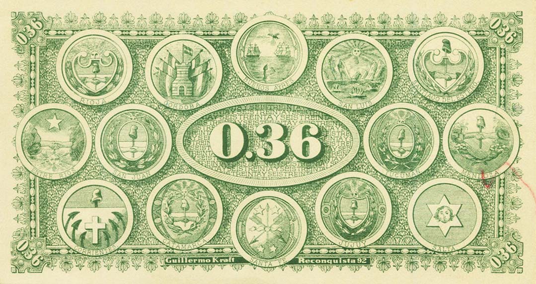 Back of Argentina pS664r: 36 Centavos Fuertes from 1879