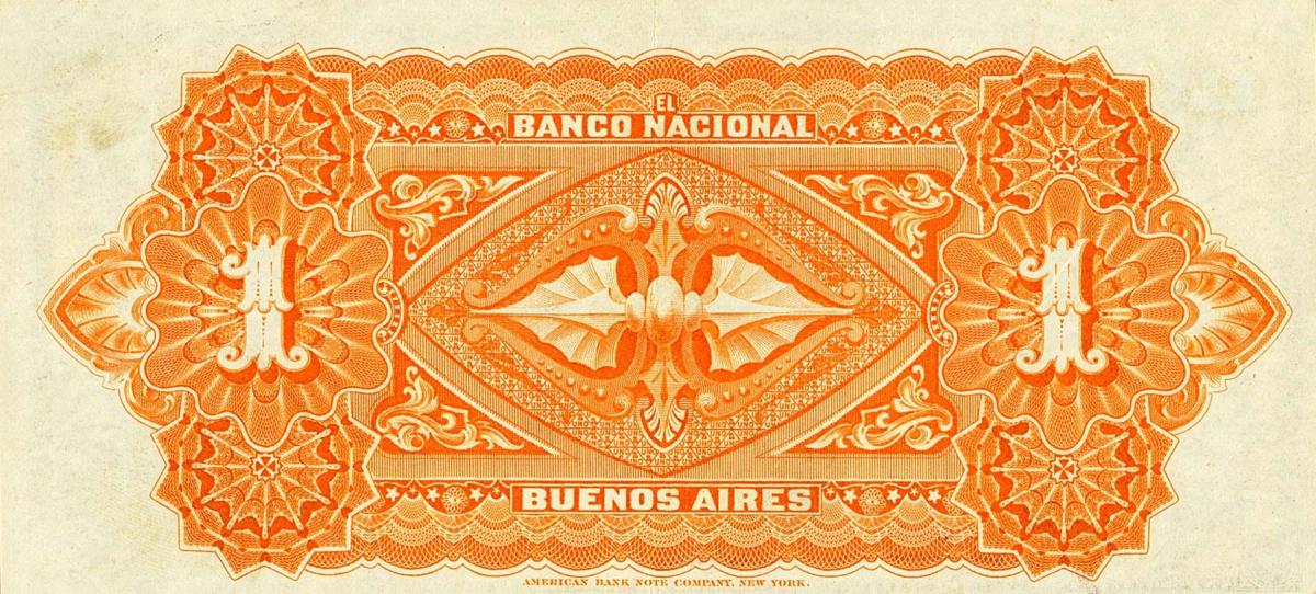 Back of Argentina pS676a: 1 Peso from 1883