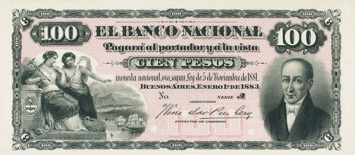 Front of Argentina pS682p: 100 Pesos from 1883