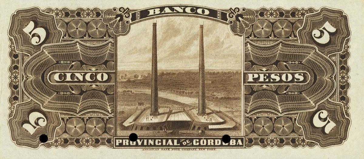 Back of Argentina pS742s: 5 Pesos from 1889