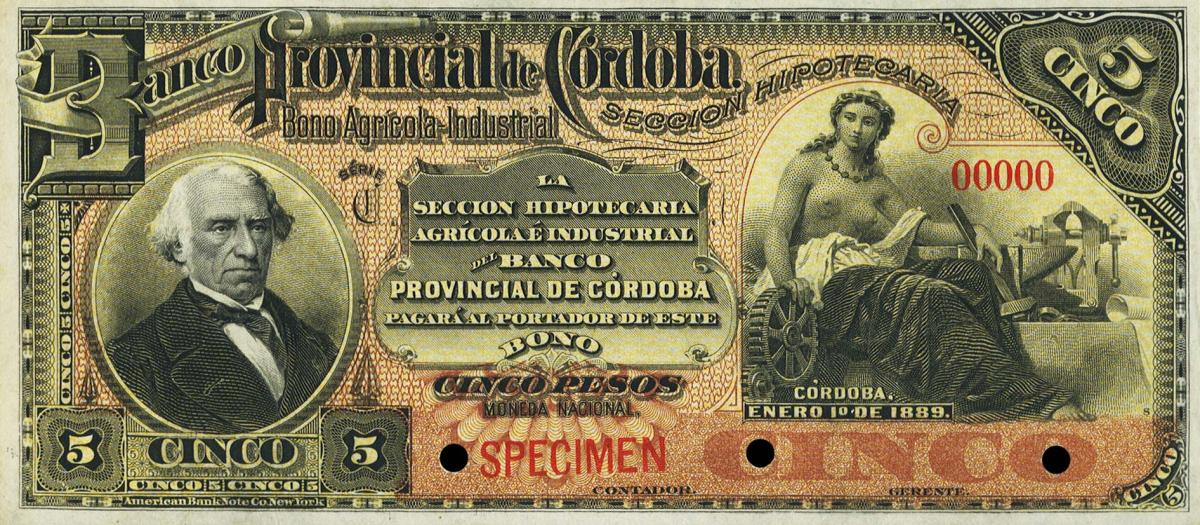 Front of Argentina pS742s: 5 Pesos from 1889