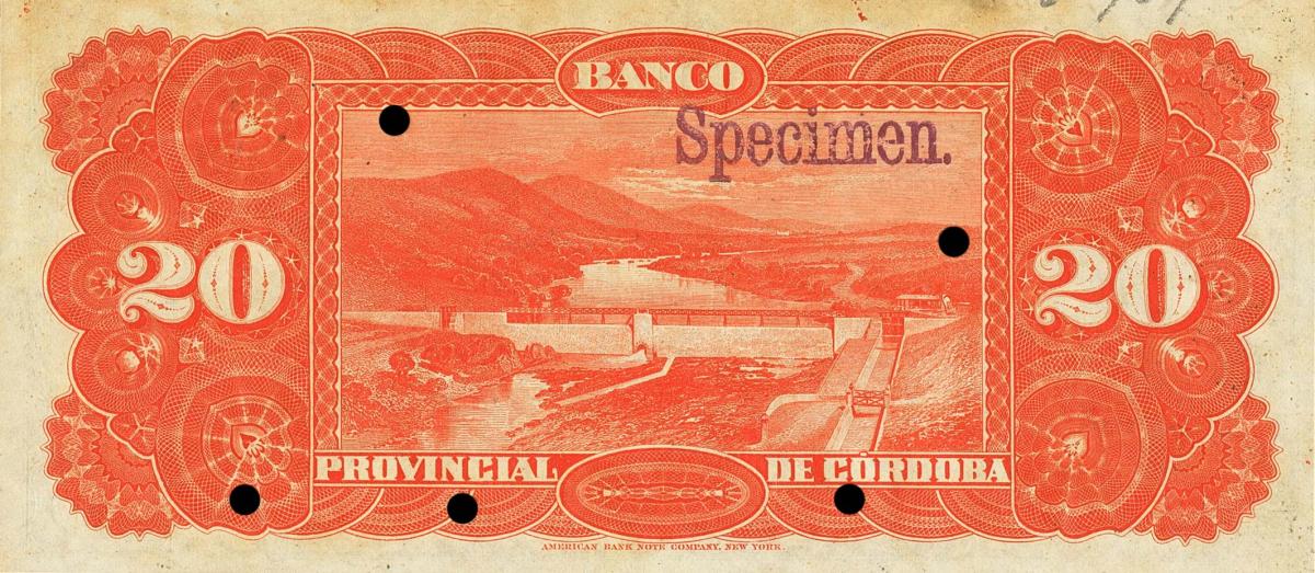 Back of Argentina pS744s: 20 Pesos from 1889