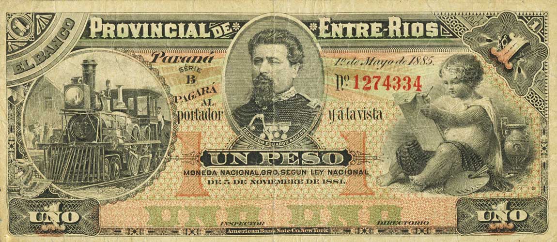 Front of Argentina pS767a: 1 Peso from 1885