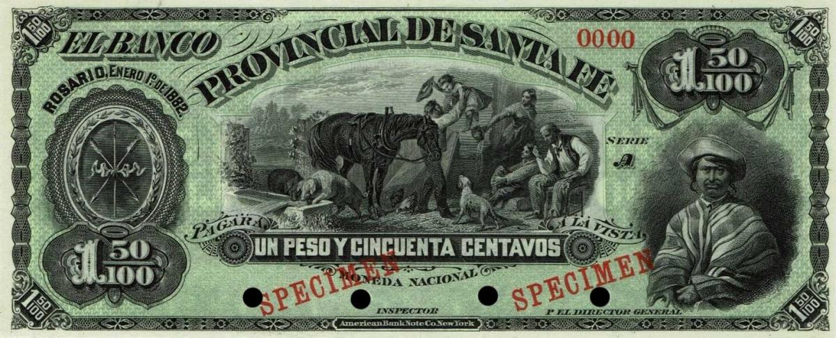 Front of Argentina pS827s: 1.5 Pesos from 1882