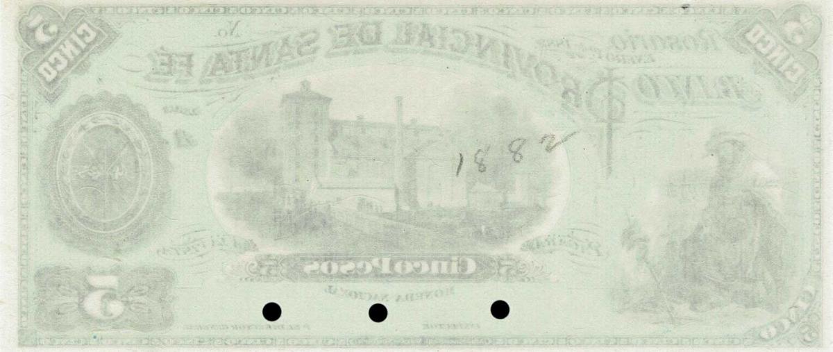 Back of Argentina pS828p: 5 Pesos from 1882