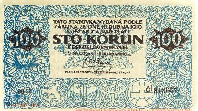Front of Czechoslovakia p11a: 100 Korun from 1919